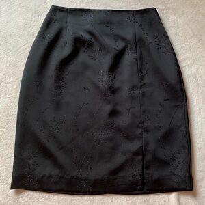 Vintage Snazzie Black Sparkly Embellished Satin Pencil Skirt Size 8